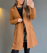 Vestido Trench Coat Cammel com Botões - Image 2